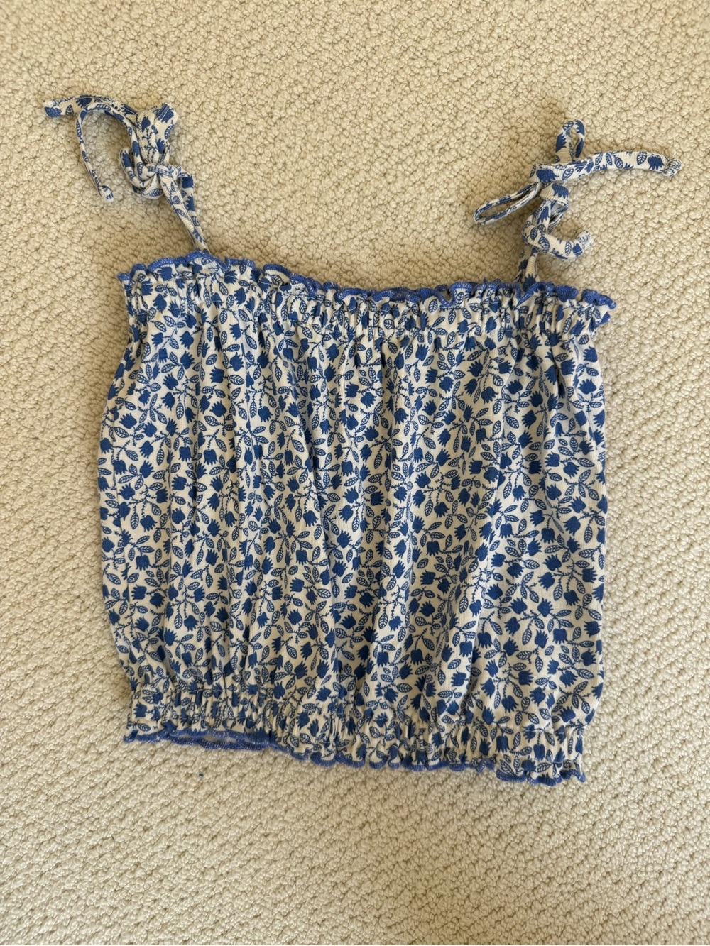 Misha and Puff Blue Floral Smocked Tank Top